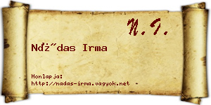 Nádas Irma névjegykártya
